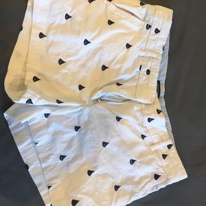White and navy shorts